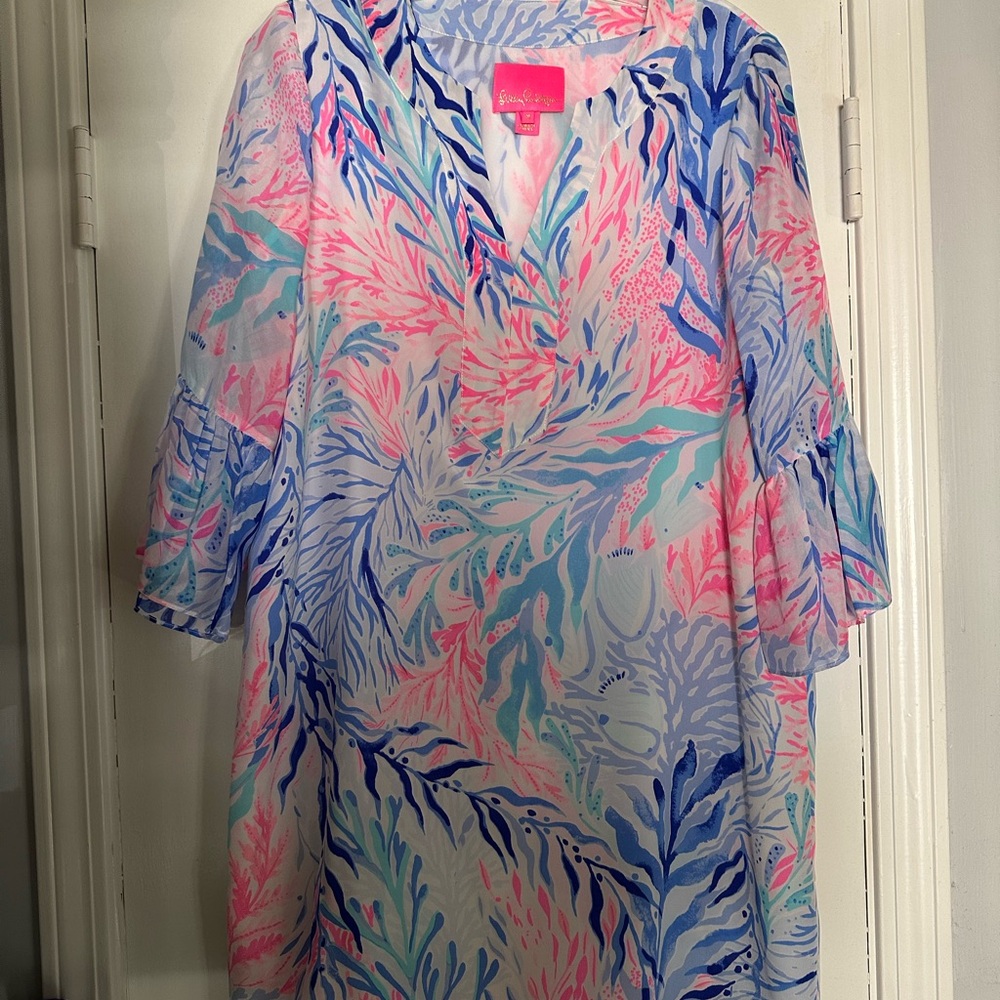 Lilly Pulitzer Pink and Blue Coral Print Dress